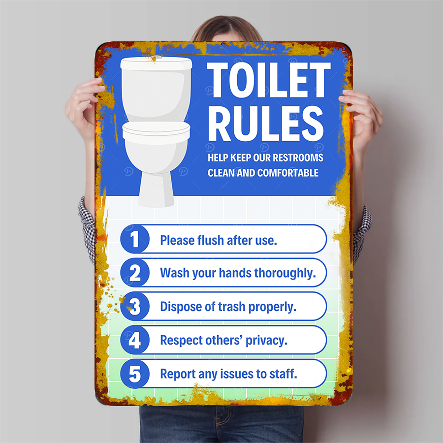 Home Bathroom Etiquette - Custom Toilet Rules Metal Sign Bathroom