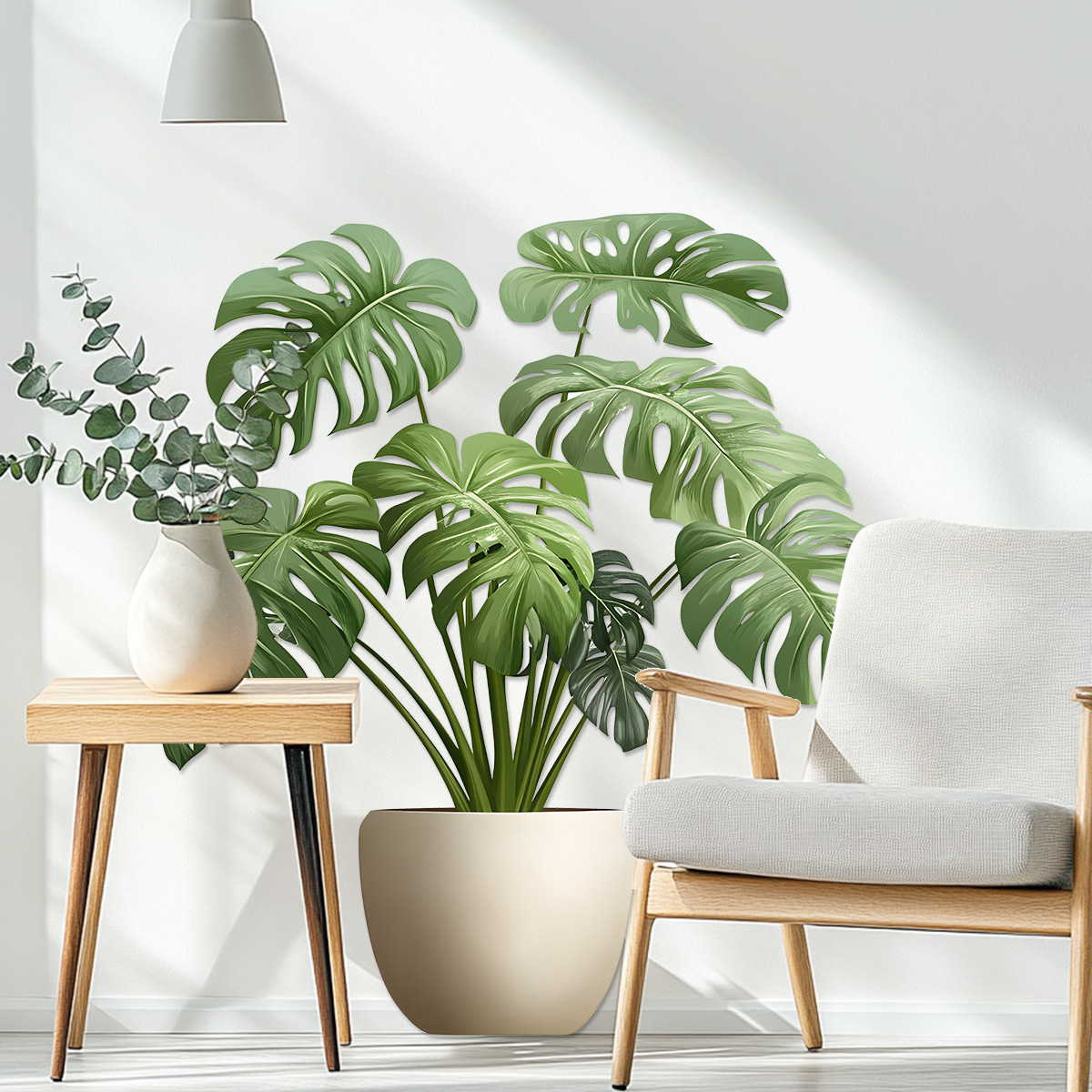 Home Bathroom Wallpaper - 3D Sticker Green Plant Pot Wall