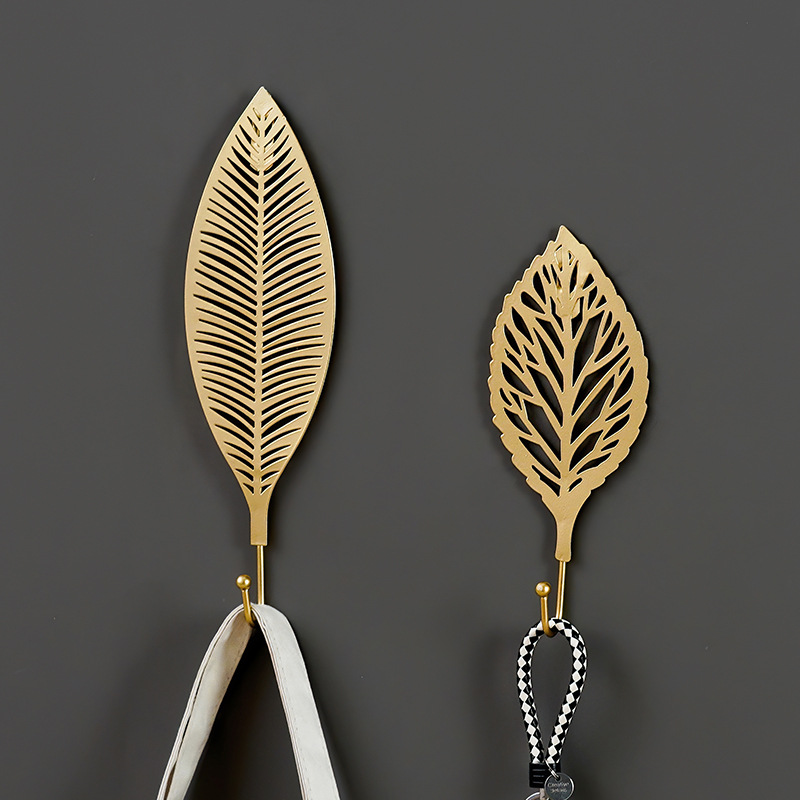 Robe Hook Adhesive - Nordic Wrought Iron Leaf Hook Gold
