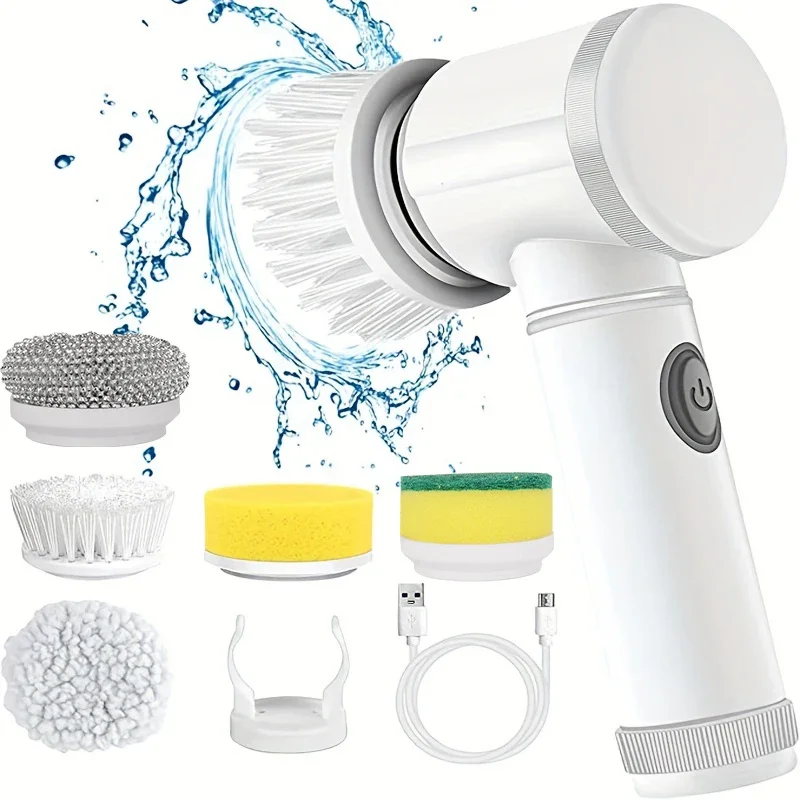 Home Bathroom Products - Cordless electric rotary scrubber with 5