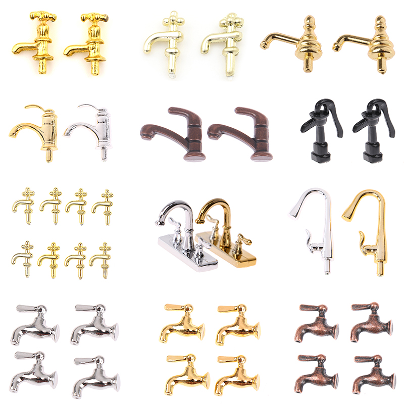 Home Bathroom Products - 1/2/4/12PCS 1:12 Miniature Metal/Plastics Water Tap