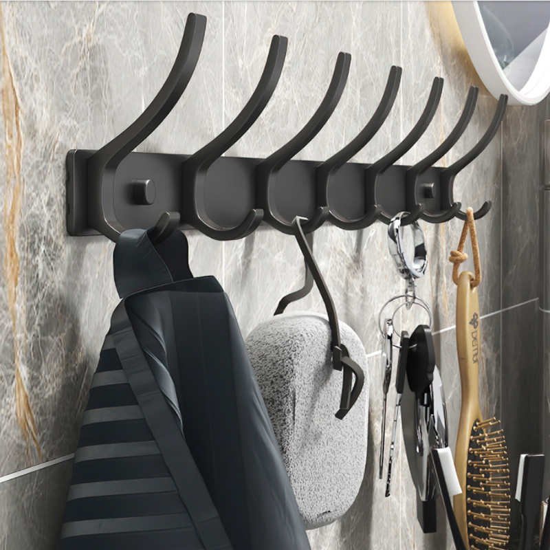 Robe Hook Adhesive - Household Wall Coat Rack Black Hooks