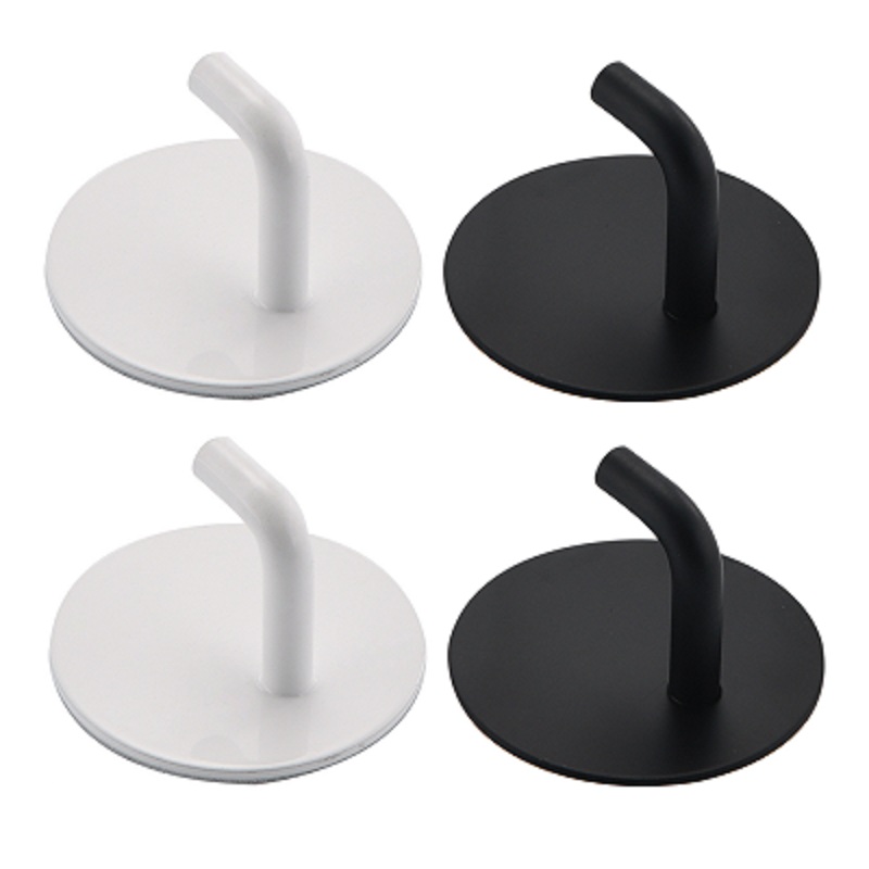 Robe Hook Adhesive - 2Pc Black/white Stainless Steel Bathroom Kitchen
