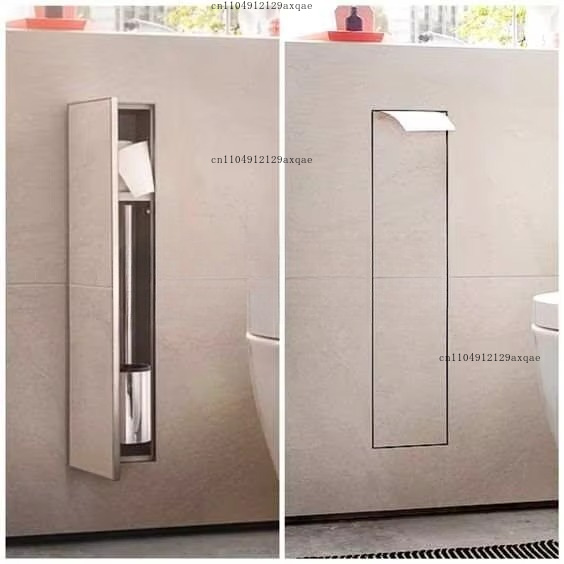Toilet Brush Holder - 304 Stainless Steel Embedded Wallpaper Toilet
