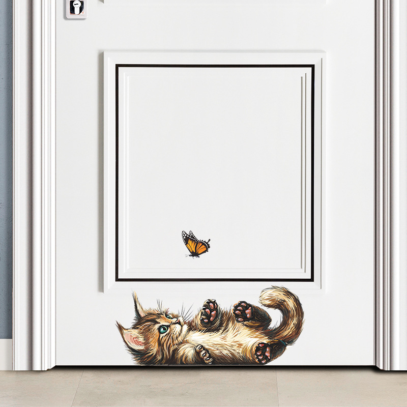 T15# Cute Kitten Butterfly Pla - огляд і ціна Home Bathroom Wallpaper