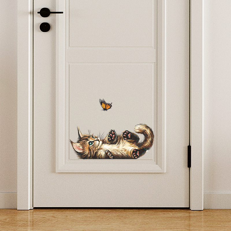 T15# Cute Kitten Butterfly Pla - огляд і ціна Home Bathroom Wallpaper