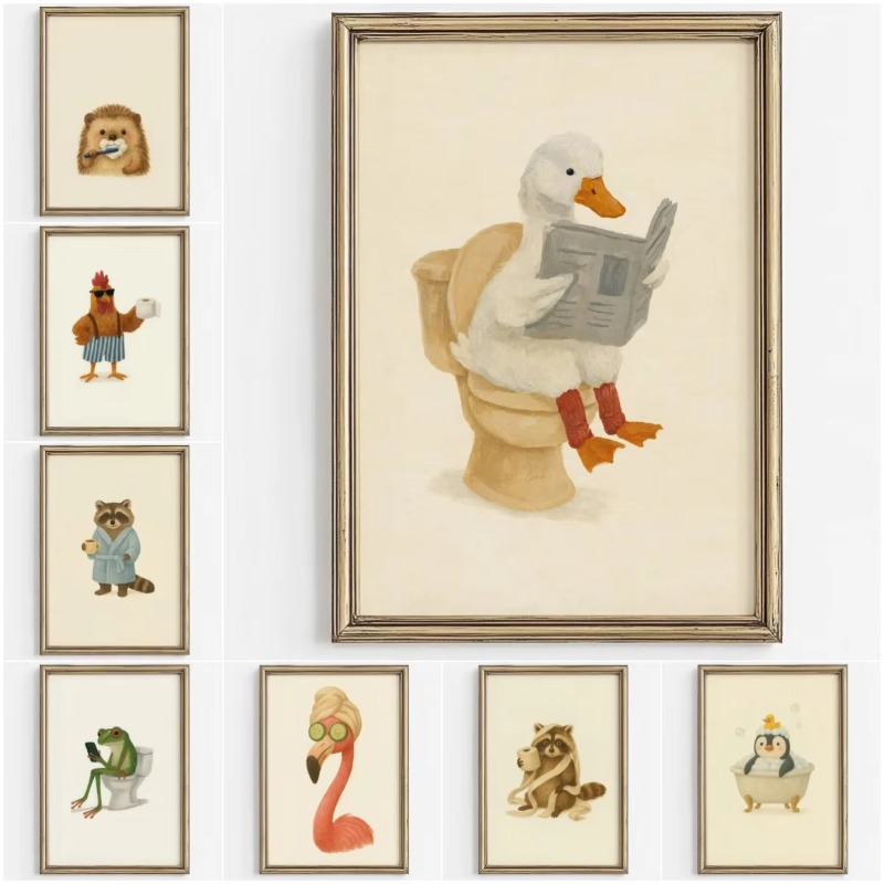 1PC Frameless Cute Animal Bubb - огляд і ціна Home Bathroom Wallpaper