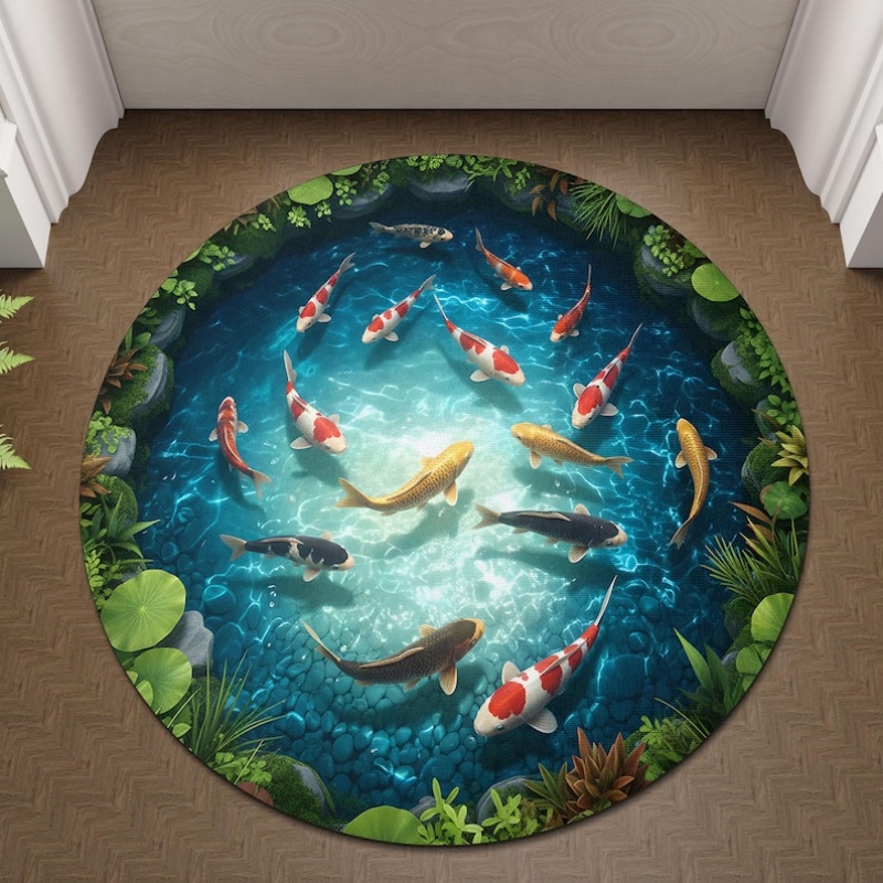 2D Visual Koi Fish Pond Round  - огляд і ціна Home Goods Bathroom Rugs