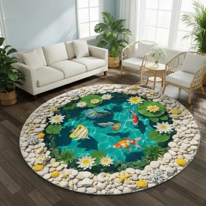 2D Visual Koi Fish Pond Round  - огляд і ціна Home Goods Bathroom Rugs