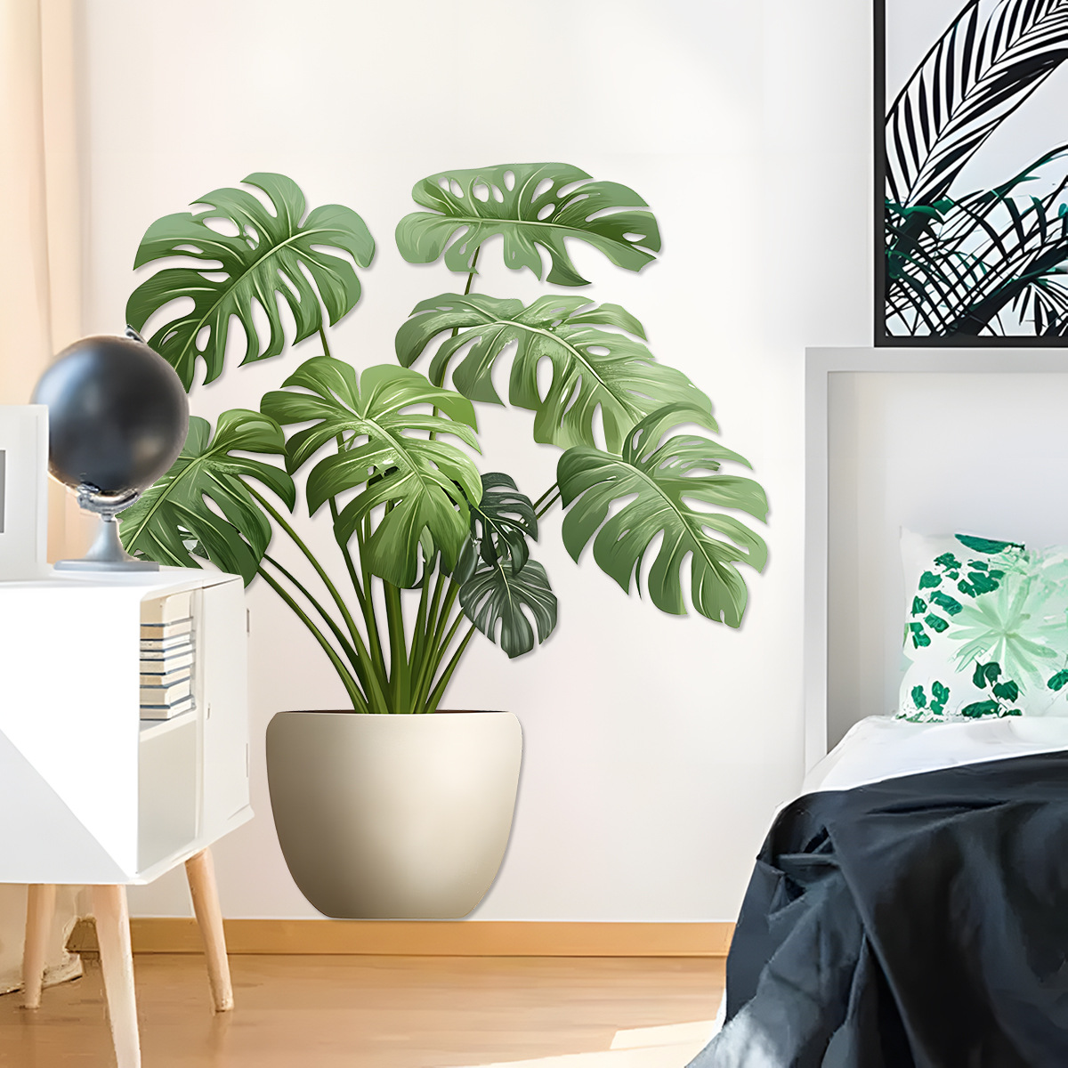 3D Sticker Green Plant Pot Wal - огляд і ціна Home Bathroom Wallpaper