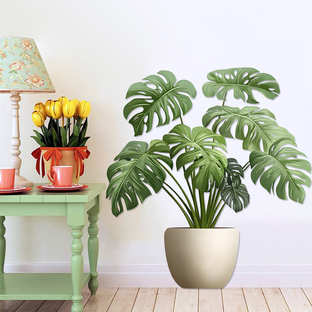 3D Sticker Green Plant Pot Wal - огляд і ціна Home Bathroom Wallpaper