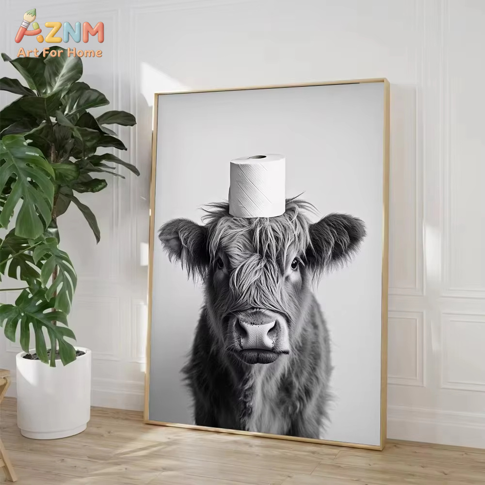 1PC, Highland Cow Otter Cat Ra - огляд і ціна Home Bathroom Wallpaper