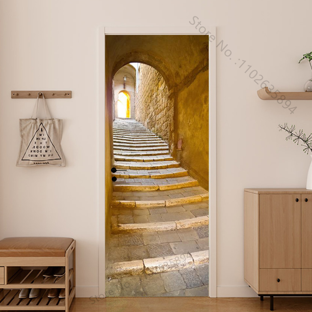 Girl Shadow Wooden Doors Vinyl - огляд і ціна Home Bathroom Wallpaper