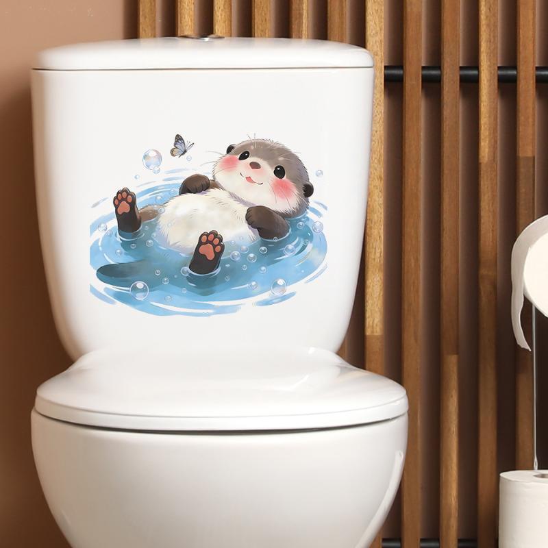 Cute Otter Toilet Tank Sticker - огляд і ціна Home Bathroom Wallpaper
