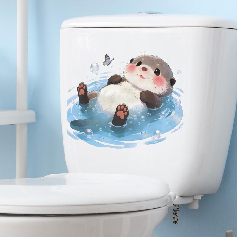 Cute Otter Toilet Tank Sticker - огляд і ціна Home Bathroom Wallpaper