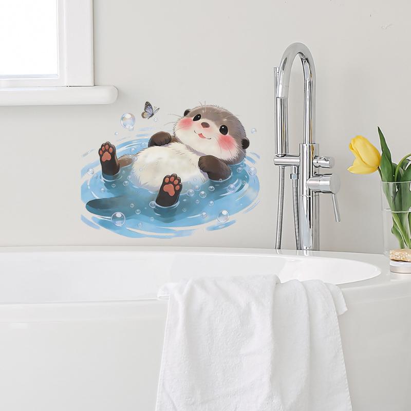 Cute Otter Toilet Tank Sticker - огляд і ціна Home Bathroom Wallpaper
