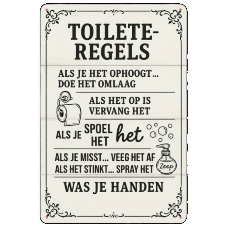 2D Dutch Bathroom Rules Metal  - огляд і ціна Home Bathroom Etiquette