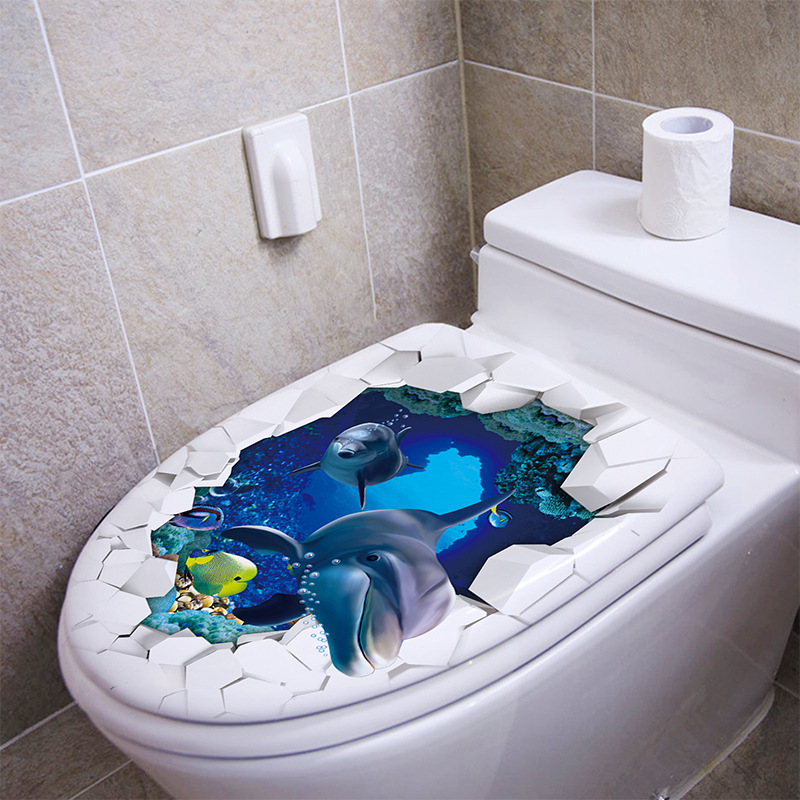 1pc 3D Toilet Seat Wall Sticke - огляд і ціна Home Bathroom Wallpaper