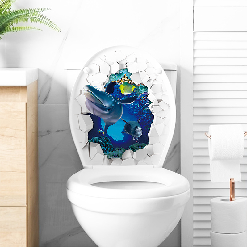 1pc 3D Toilet Seat Wall Sticke - огляд і ціна Home Bathroom Wallpaper
