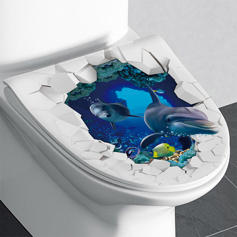 1pc 3D Toilet Seat Wall Sticke - огляд і ціна Home Bathroom Wallpaper