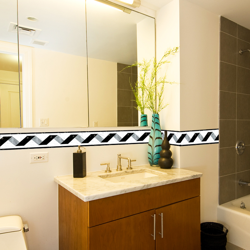Black White Stripe Baseboard W - огляд і ціна Home Bathroom Wallpaper