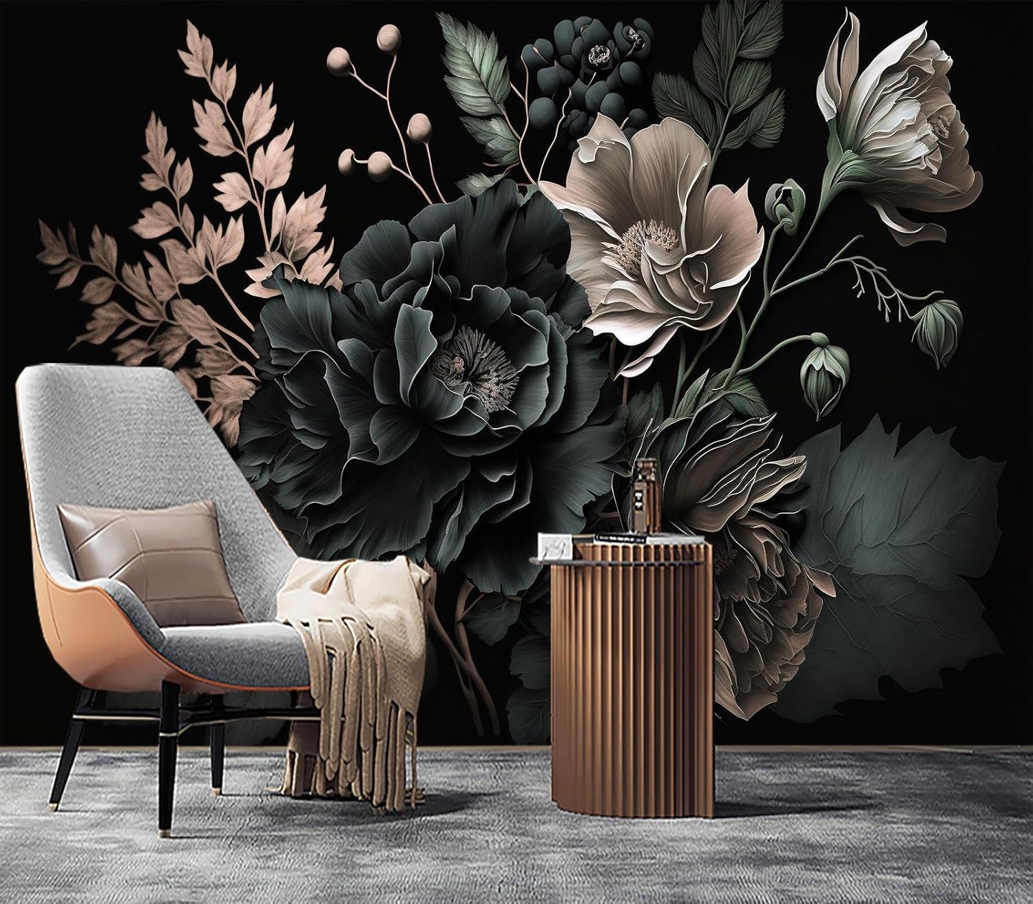 Dramatic Dark Floral Botanical - огляд і ціна Home Bathroom Wallpaper