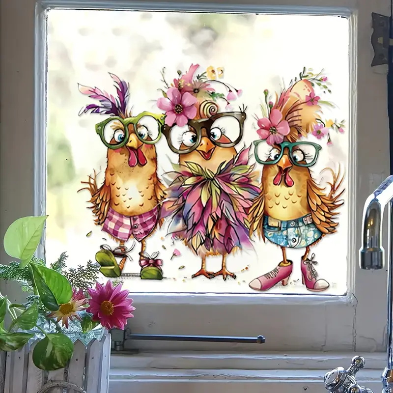 Three Funny Cartoon Chicks Wal - огляд і ціна Home Bathroom Wallpaper