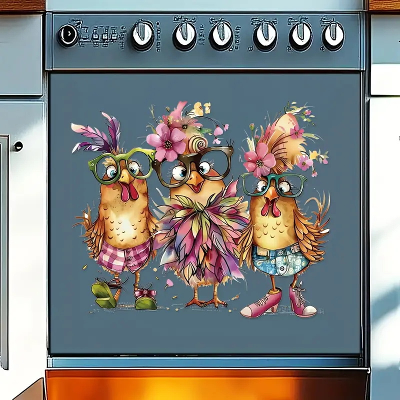 Three Funny Cartoon Chicks Wal - огляд і ціна Home Bathroom Wallpaper