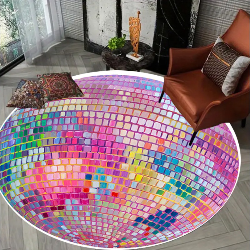 Colorful Square Pattern Round  - огляд і ціна Home Goods Bathroom Rugs