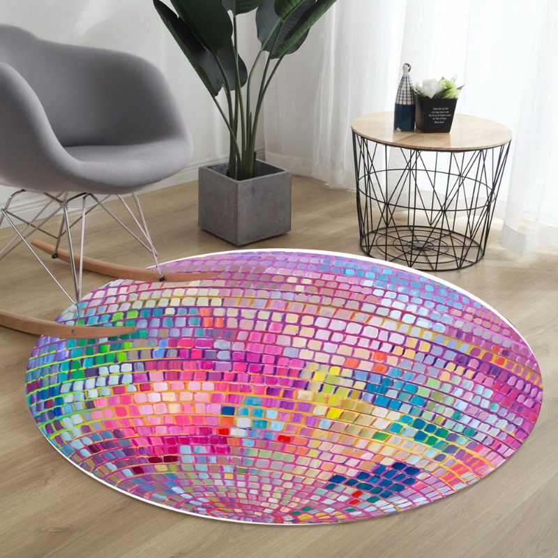 Colorful Square Pattern Round  - огляд і ціна Home Goods Bathroom Rugs